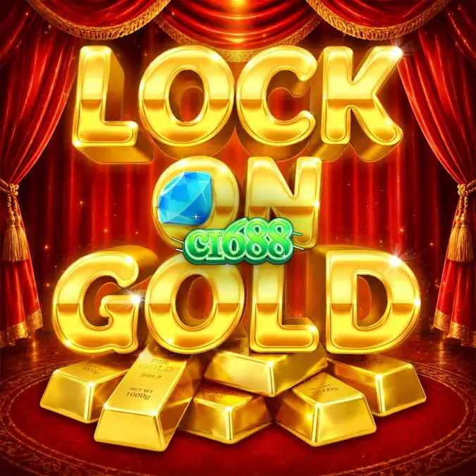 Giao diện trò chơi slot Lock On Gold với biểu tượng thỏi vàng sang trọng